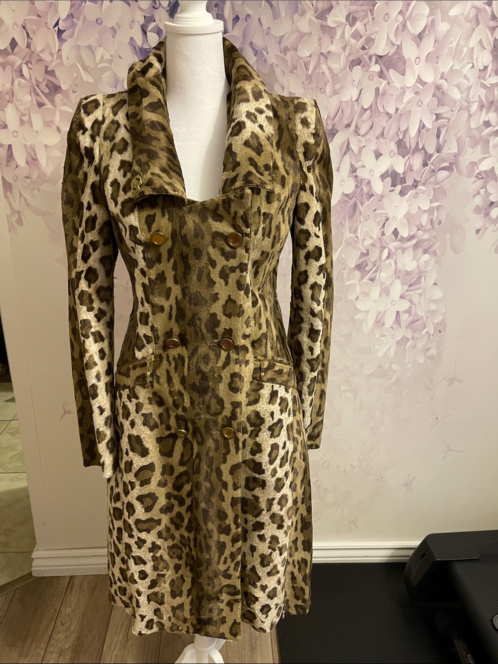 Just Cavalli Leopard Print Trench Coat  size 40